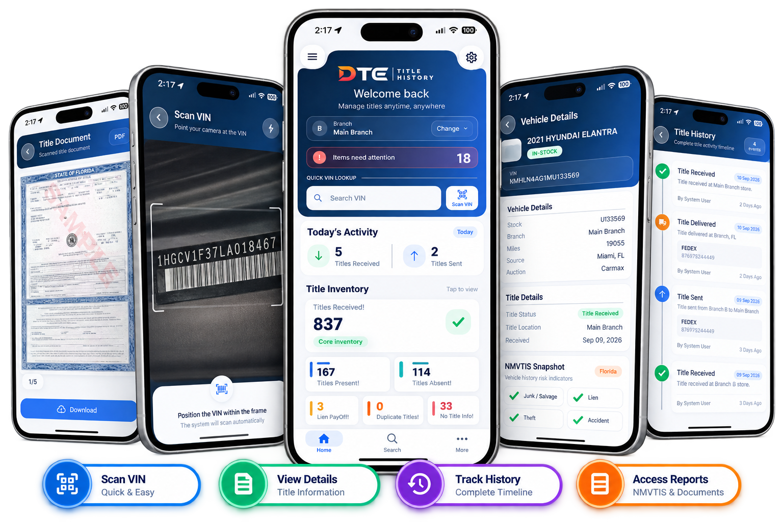 DTE Title History mobile application